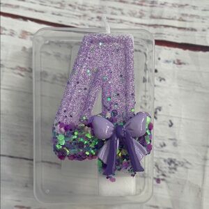 Purple Glitter Number 4 Cake Candle